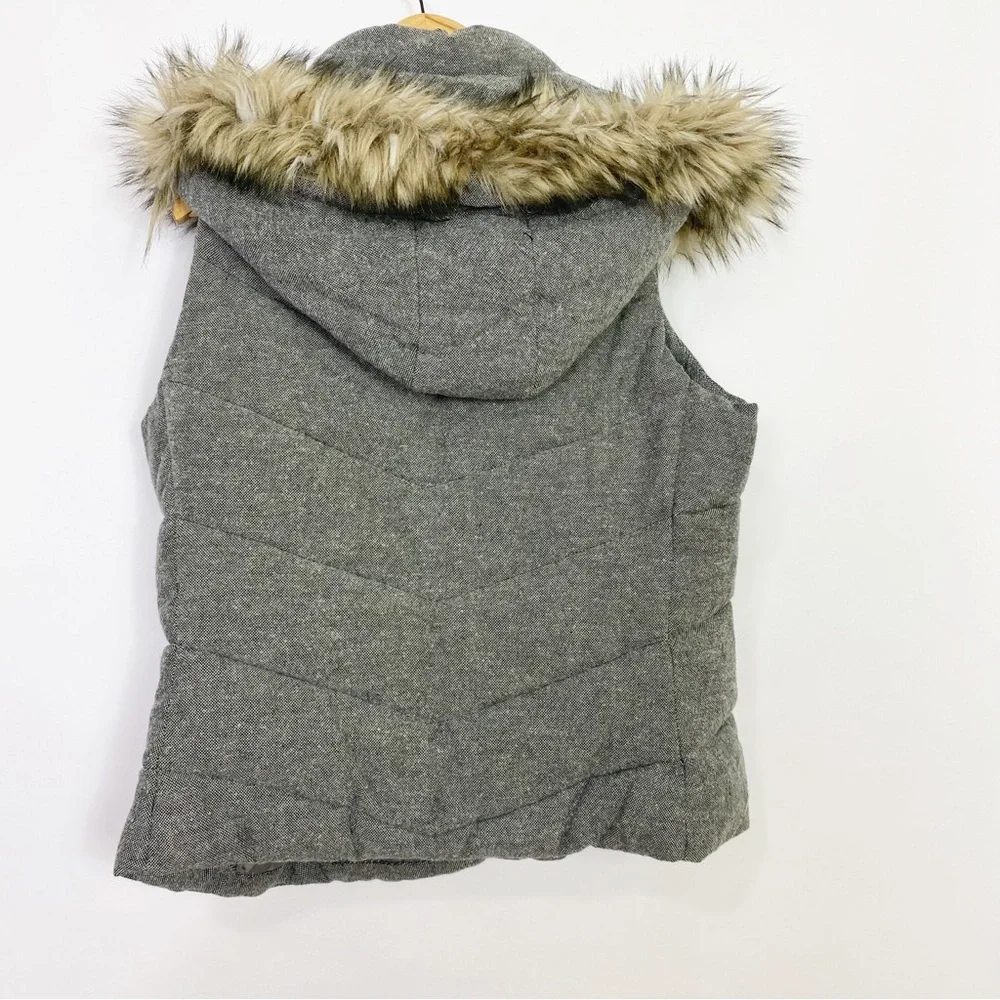 Gap cute vest pretty cardigan fitted puffer faux fur hoodie gray warm winter L - Picture 5 of 11